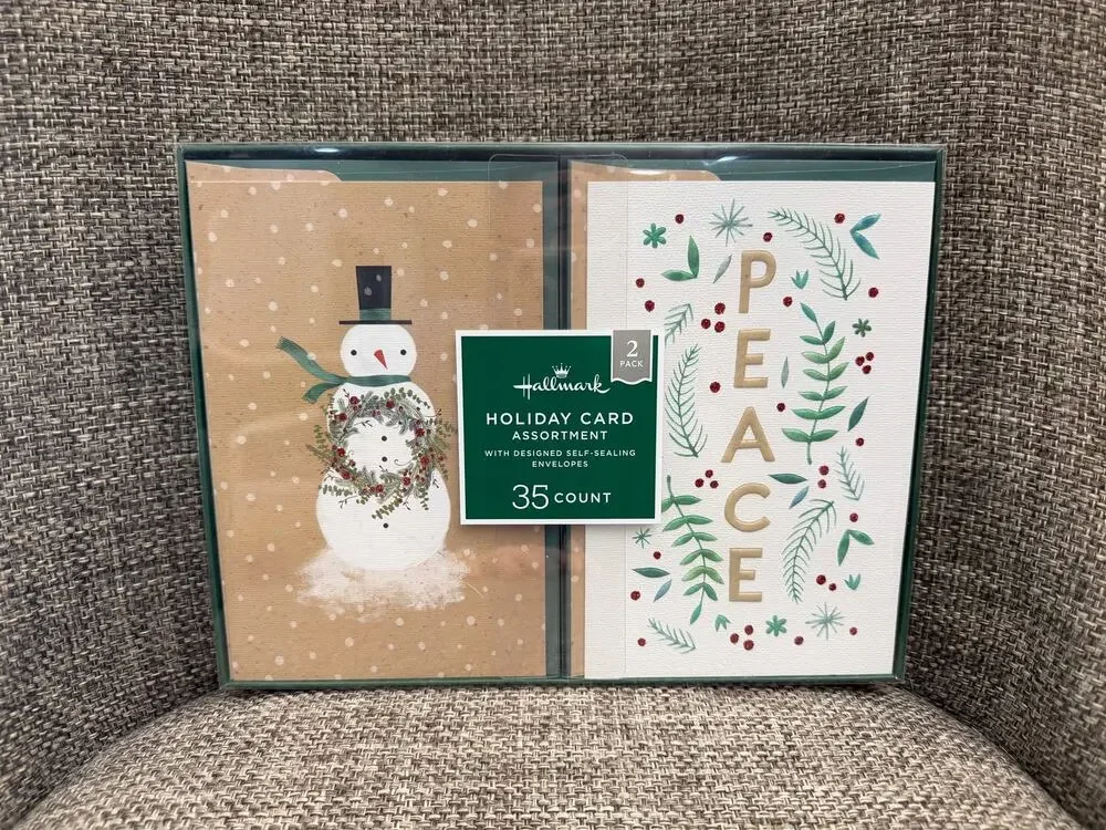 Hallmark Holiday Card Assortment 35 Count NIB Snowman & Peace Christmas Cards